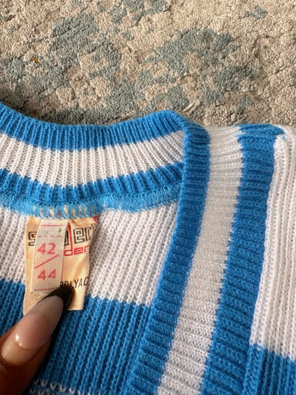 Blue and White Striped Ribbed Tank - Picture 6 of 8